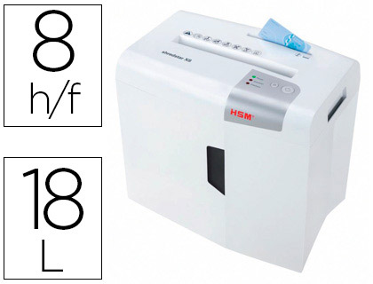 DESTRUCTORA DE DOCUMENTOS HSM SHREDSTAR X8 CAPACIDAD DE CORTE 8 H EN PARTICULAS DESTRUYE GRAPAS CLIPS CD Y TARJETAS