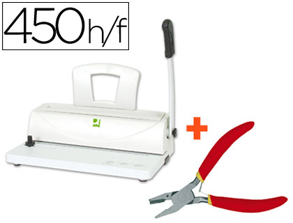 ENCUADERNADORA PARA ESPIRAL Q-CONNECT PERFORA 10 HOJAS TAMAÑO A4 ENCUADERNA HASTA 450 HOJAS PASO 5:1