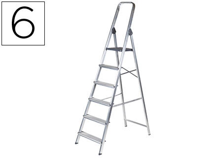 ESCALERA Q-CONNECT DE ALUMINIO 6PELDAÑOS 1203X510X1895 MM PESO MAXIMO 150 KG EN-131