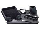 [KF17204] ESCRIBANIA SOBREMESA Q-CONNECT SIMILPIEL NEGRO JUEGO DE 6 PIEZAS