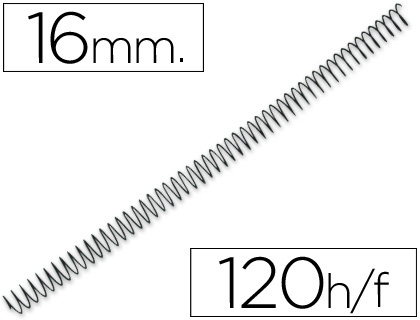 ESPIRAL METALICO YOSAN NEGRO PASO 64 5:1 16 MM CALIBRE 1,20 MM