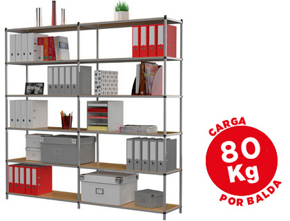 ESTANTERIA PAPERFLOW METALICA 6 ESTANTES 80 KG POR ESTANTE 200X100X35 CM MODULO ADICIONAL