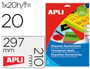 [2879] ETIQUETA ADHESIVA APLI 02879 210X297 MM PARA FOTOCOPIADORA LASER CAJA CON 20 HOJAS DIN A4 NARANJA