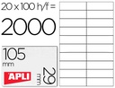 [01299] ETIQUETA ADHESIVA APLI 1299 TAMAÑO 105X29 MM PARA FOTOCOPIADORA LASER INK-JET CAJA CON 100 HOJAS DIN A4