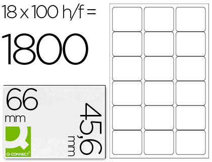 ETIQUETA ADHESIVA Q-CONNECT KF01583 TAMAÑO 66X46,6 MM FOTOCOPIADORA LASER INK-JET CAJA CON 100 HOJAS DIN A4