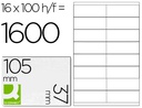 [KF10654] ETIQUETA ADHESIVA Q-CONNECT KF10654 TAMAÑO 105X37 MM FOTOCOPIADORA LASER INK-JET CAJA CON 100 HOJAS DIN A4