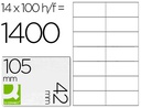 [KF10655] ETIQUETA ADHESIVA Q-CONNECT KF10655 TAMAÑO 105X42 MM FOTOCOPIADORA LASER INK-JET CAJA CON 100 HOJAS DIN A4