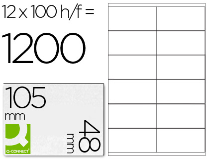 ETIQUETA ADHESIVA Q-CONNECT KF10657 TAMAÑO 105X48 MM FOTOCOPIADORA LASER INK-JET CAJA CON 100 HOJAS DIN A4