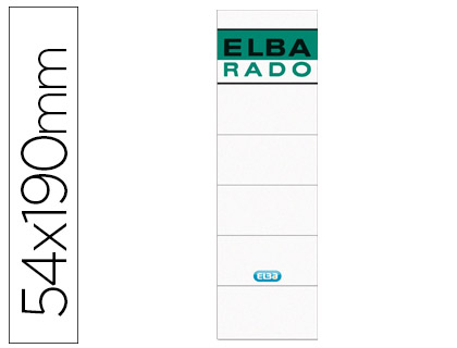 ETIQUETA ADHESIVA ELBA PARA ARCHIVADOR PALANCA LOMO 80 MM COLOR BLANCO 190X54 MM BOLSA DE 10 UNIDADES