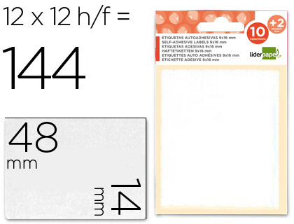 ETIQUETAS LIDERPAPEL SOBRE DE 10 H. + 2 H. OBSEQUIO 14X48 MM -10 UNIDADES POR HOJA