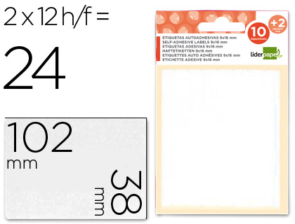 ETIQUETAS LIDERPAPEL SOBRE DE 10 H. + 2 H. OBSEQUIO 38X102 MM -2 UNIDADES POR HOJA