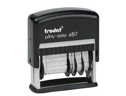FORMULARIO TRODAT CON FECHADOR 12 TEXTOS ENTINTAJE AUTOMATICO 4 MM