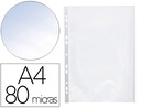 [KF00714] FUNDA MULTITALADRO Q-CONNECT DIN A4 80 MICRAS CRISTAL BOLSA DE 25 UNIDADES CON APERTURA SUPERIOR Y LATERAL IZQUIERDA