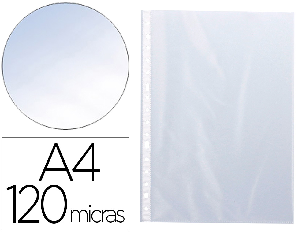 FUNDA MULTITALADRO Q-CONNECT FOLIO 120 MC CRISTAL CAJA DE 100 UNIDADES