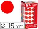 [4857] GOMETS AUTOADHESIVOS CIRCULARES 15 MM ROJO ROLLO DE 2832 UNIDADES