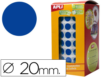 GOMETS AUTOADHESIVOS CIRCULARES 20MM AZUL ROLLO DE 1770 UNIDADES