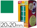 [4878] GOMETS AUTOADHESIVOS CUADRADOS 20X20 MM VERDE ROLLO DE 1770 UNIDADES
