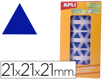 GOMETS AUTOADHESIVOS TRIANGULARES 21X21X21 MM AZUL ROLLO DE 2832 UNIDADES