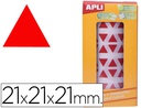 [4869] GOMETS AUTOADHESIVOS TRIANGULARES 21X21X21 MM ROJO ROLLO DE 2832 UNIDADES