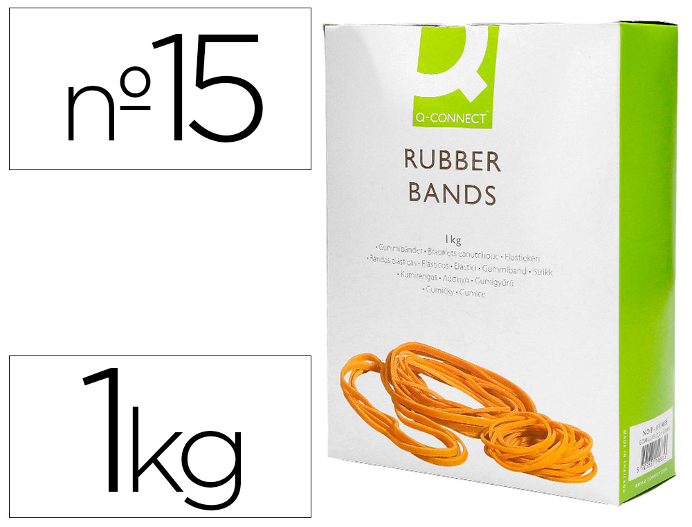 GOMILLAS ELASTICAS Q-CONNECT 1000 GR NUMERO 15 150 X 2 MM