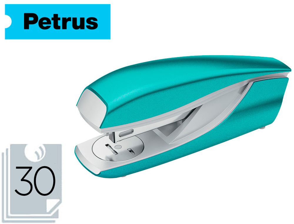 GRAPADORA PETRUS MOD 635 PETRUS WOW TURQUESA METALIZADA CAPACIDAD 30 HOJAS