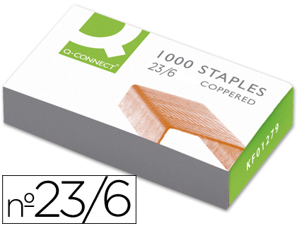 GRAPAS Q-CONNECT Nº 23/6 COBREADAS CAJA DE 1000 UNIDADES