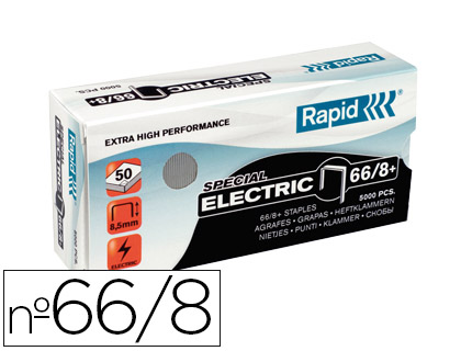GRAPAS RAPID Nº 66/8+ GALVANIZADAS SUPER STRONG CAJA DE 5000 UNIDADES