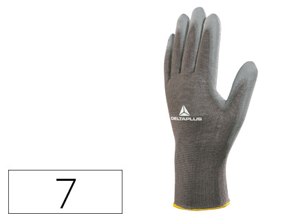 GUANTES DELTAPLUS POLIESTER ANTIDESLIZANTE LAVABLE ESPECIAL PARA MANIPULACION Y MANUTENCION GRIS TALLA 7