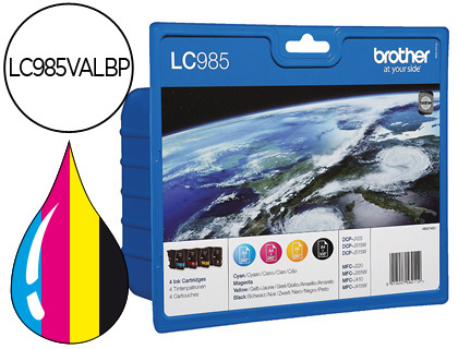 INK-JET BROTHER LC-985VAL 4 COLORES VALUE PACK NEGRO/CIAN/MAGENTA/AMARILLO DCP-J315W