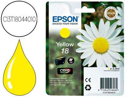 INK-JET EPSON T18 AMARILLO EXPRESSION HOME XP-102 XP-205 XP-305 XP-405 CAPACIIDAD 180 PAG