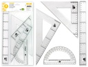 [JG02] JUEGO ESCUADRA Y CARTABON 25CM REGLA 30CM Y SEMICIRCULO 15CM LIDERPAPEL EN PETACA INCOLORA