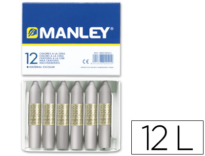 LAPICES CERA MANLEY UNICOLOR PLATA -CAJA DE 12 N.75