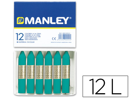LAPICES CERA MANLEY UNICOLOR VERDE TURQUESA N.23 CAJA DE 12 UNIDADES