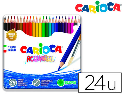 LAPICES DE COLORES CARIOCA ACUARELABLE CAJA METALICA DE 24 COLORES SURTIDOS