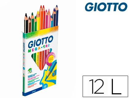 LAPICES DE COLORES GIOTTO STILNOVO MAXI CAJA DE 12 UNIDADES COLORES SURTIDOS MINA 4,3 MM