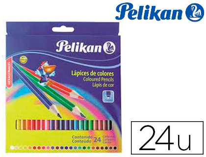 LAPICES DE COLORES PELIKAN HEXAGONALES 24 COLORES CAJA DE CARTON