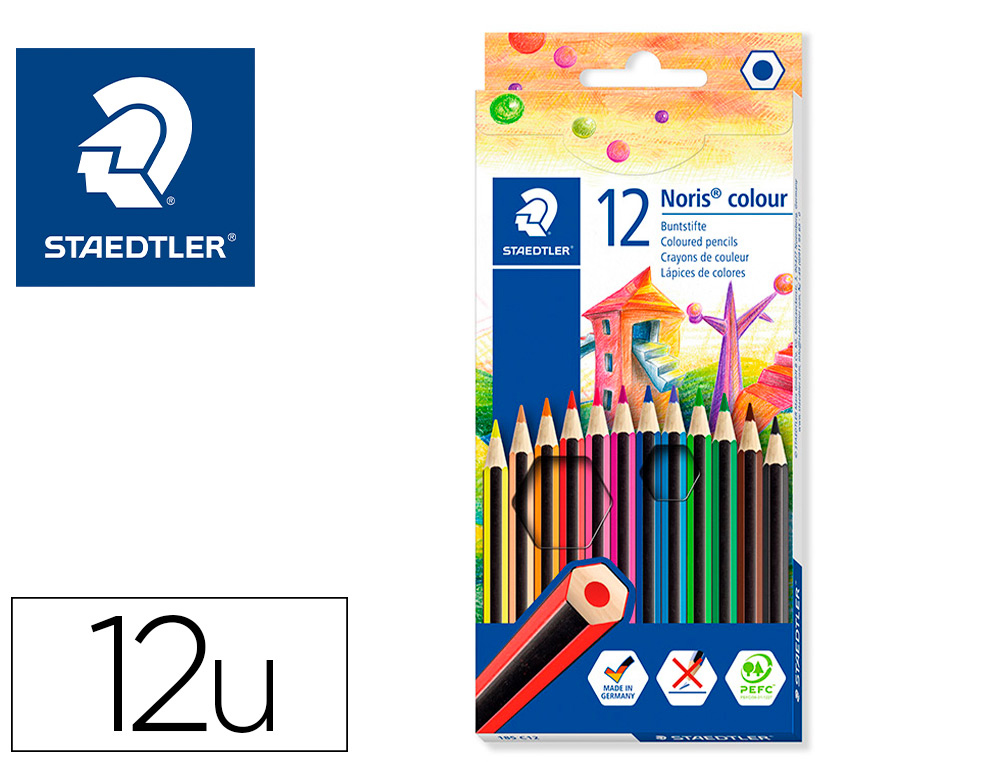 LAPICES DE COLORES STAEDTLER UPCYCLED WOOD ECOLOGICO 12 COLORES EN CAJA DE CARTON