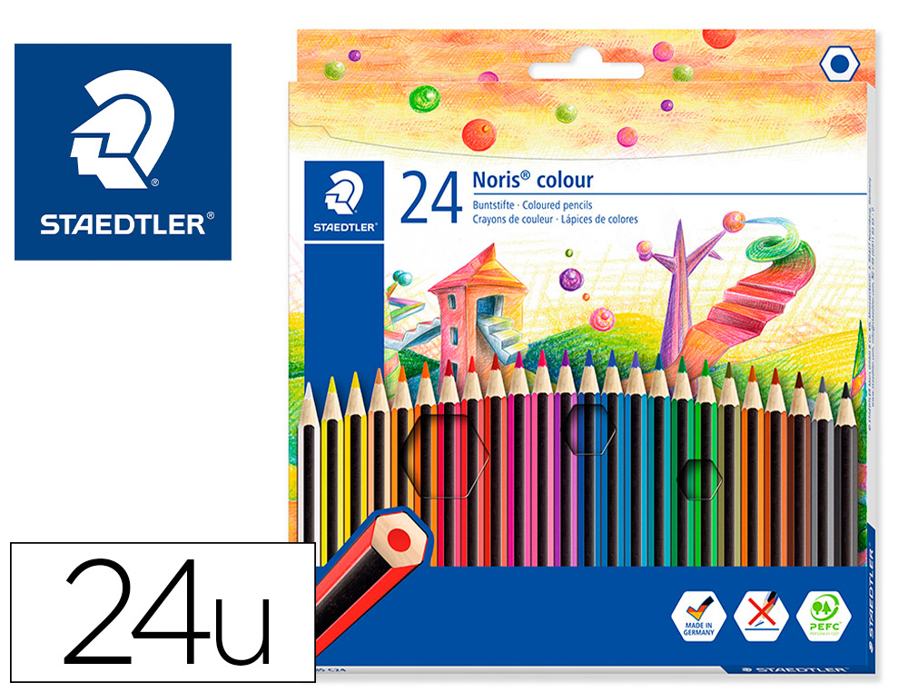 LAPICES DE COLORES STAEDTLER UPCYCLED WOOD ECOLOGICO 24 COLORES EN CAJA DE CARTON