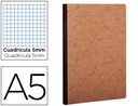 [79542C] LIBRETA AGE-BAG TAPA CARTULINA LOMO COSIDO CUADRO 5 MM 96 HOJAS COLOR HAVANA 148X210 MM