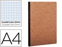 [79142C] LIBRETA AGE-BAG TAPA CARTULINA LOMO COSIDO CUADRO 5 MM 96 HOJAS COLOR HAVANA 210X297 MM