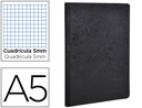 [795421C] LIBRETA AGE-BAG TAPA CARTULINA LOMO COSIDO CUADRO 5 MM 96 HOJAS COLOR NEGRO 148X210 MM