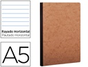 [79546C] LIBRETA AGE-BAG TAPA CARTULINA LOMO COSIDO RAYADO HORIZONTAL 96 HOJAS COLOR HAVANA 148X210 MM