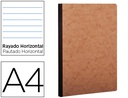 [79146C] LIBRETA AGE-BAG TAPA CARTULINA LOMO COSIDO RAYADO HORIZONTAL 96 HOJAS COLOR HAVANA 210X297 MM