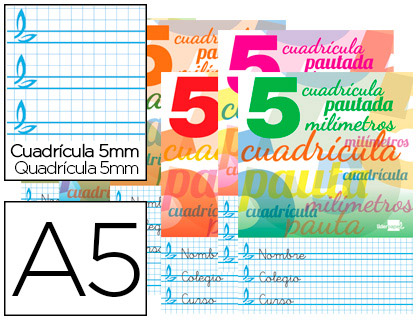 LIBRETA LIDERPAPEL PAUTAGUIA TAPA CARTONCILLO 32 HOJAS DIN A5 70 G CUADRICULADO PAUTADO 5 MM