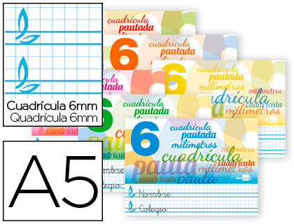 LIBRETA LIDERPAPEL PAUTAGUIA TAPA CARTONCILLO 32 HOJAS DIN A5 70 G CUADRICULADO PAUTADO 6 MM APAISADO