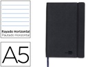 [LB44] LIBRETA LIDERPAPEL SIMIL PIEL A5 120 HOJAS 70G/M2 HORIZONTAL SIN MARGEN NEGRO