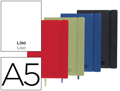 LIBRETA LIDERPAPEL SIMIL PIEL A5 120 HOJAS 70G/M2 LISO COLORES SURTIDOS