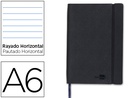 [LD06] LIBRETA LIDERPAPEL SIMIL PIEL A6 120 HOJAS 70G/M2 HORIZONTAL SIN MARGEN NEGRO