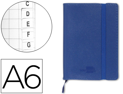 LIBRETA INDICE LIDERPAPEL SIMILPIEL A6 120 HOJAS 70G/M2 COLOR AZUL