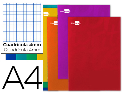 LIBRETA LIDERPAPEL WRITE A4 80 HOJAS 60G/M2 CUADRO 4MM CON MARGEN